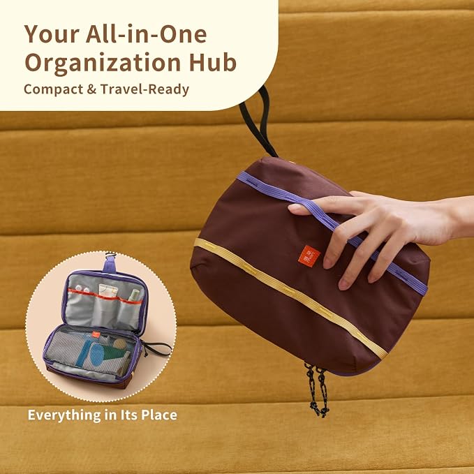 morning deer Large Toiletry Bag Travel Bag with Hanging Hook,Dry-wet Separation Makeup Cosmetic Bag Shaving Kit Travel Organizer for Accessories, Shampoo,Toiletries,Gym,Camping