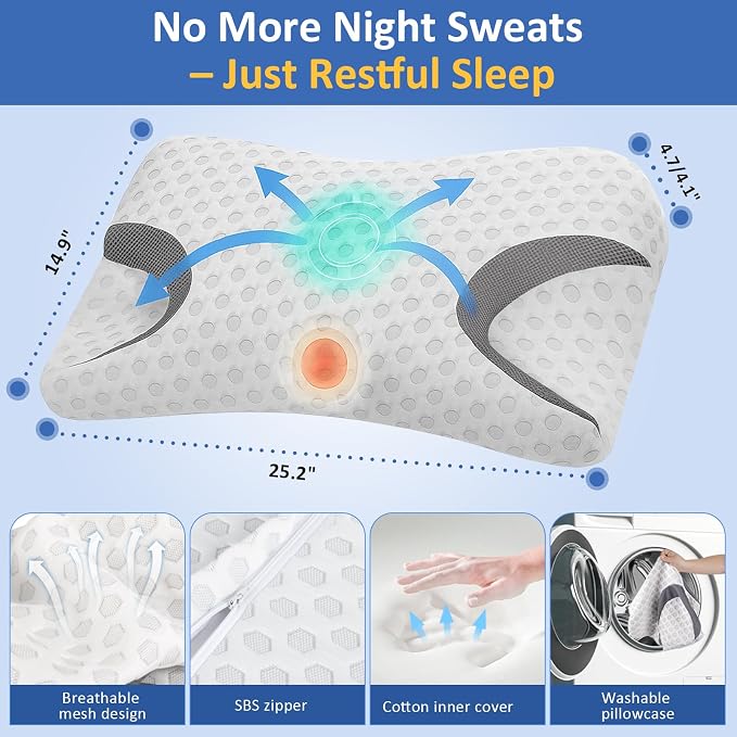 IKSTAR CPAP Pillow for Side Sleeper, Sleep Apnea Pillow for Sleeping, CPAP Nasal Pillows Suit for All CPAP Masks User, Cervical Memory Foam Neck Support Pillow Relief Neck Pain for Side Back Sleepers
