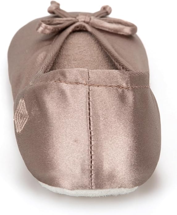 Isotoner Women's Satin Ballerina Slippers with Classic Ribbon Bow and Suede Sole