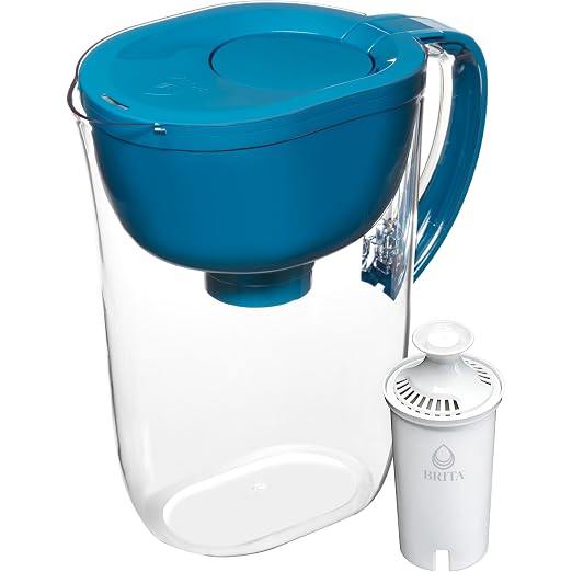 Brita Large 10-Cup Water Filter Pitcher with SmartLight Indicator, WQA NSF/ANSI Certified, Removes Chlorine Taste & Odor, Reduces Zinc, Copper & Mercury, 1 Standard Filter, Lasts 2 Months, Teal