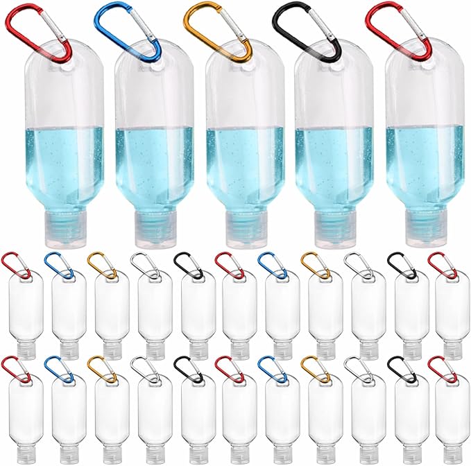 100PCS Value Empty Hand Sanitizer Bottles with Keychains, 2OZ Travel Bottle with Clips, Portable Travel Size Bottle Containers for Hand Sanitizer Holder with Lid - Leak Proof, Refillable,Empty