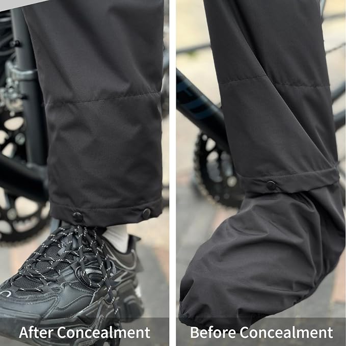 WOSAWE Rain Pants Unisex Waterproof Trousers Lightweight Breathable Motorcycle Rain Overtrousers Windproof with Shoes Cover