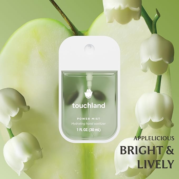Touchland Hydrating Hand Sanitizer Spray – Blossom 5 Set (Pure Lavender, Vanilla Blossom, Rainwater, Velvet Peach, Applelicious) – 5 x 1 FL OZ Travel Size Mists