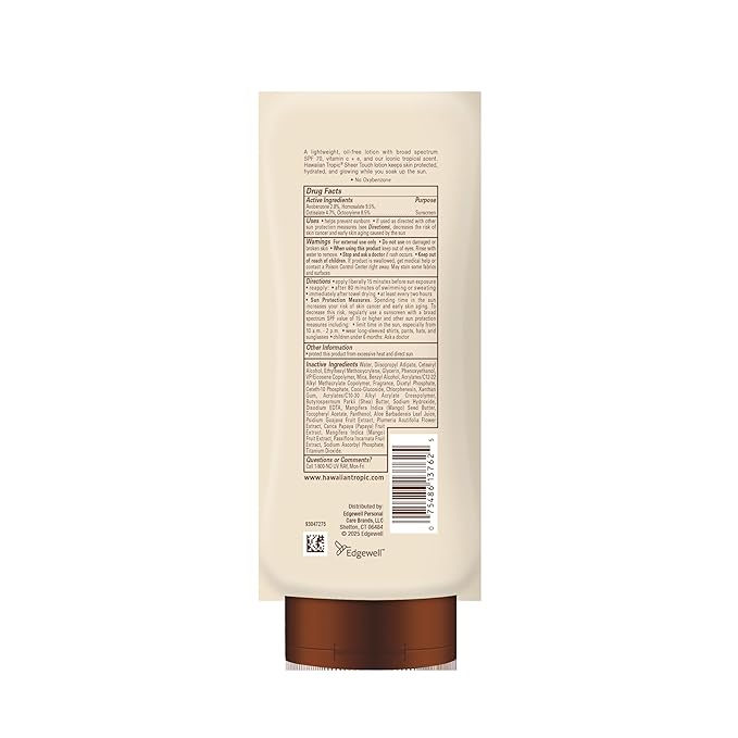 Hawaiian Tropic Sheer Touch Lotion Sunscreen SPF 70, 8 Fl Oz | Broad Spectrum, Oxybenzone Free, Sunblock Lotion, Hawaiian Tropic Sunscreen SPF 70, 8 Fl Oz