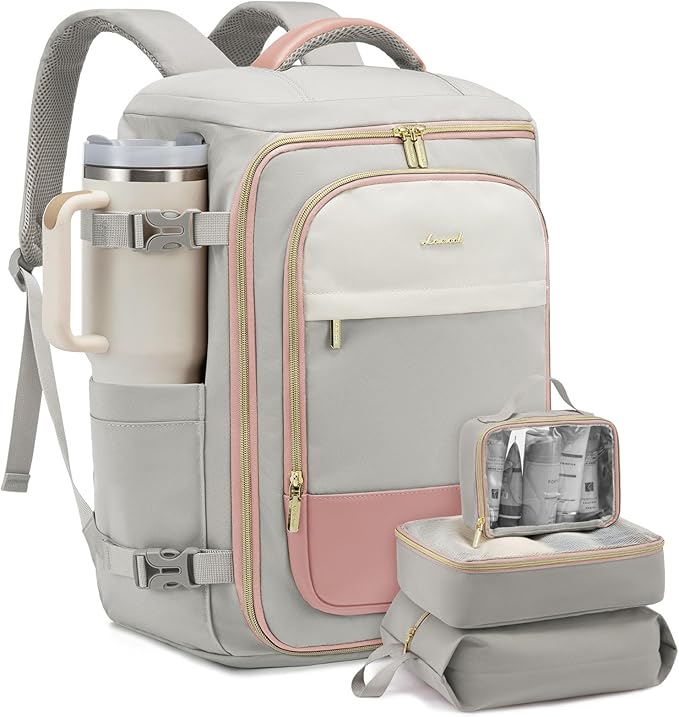 LOVEVOOK Travel Backpack for Women/Men, Personal Item Bag with 3 Packing Cubes Fits 17" Laptop, 50L Travel Backpack Carry on Flight Approved, Water-resistant Carry On Bag for Airplanes