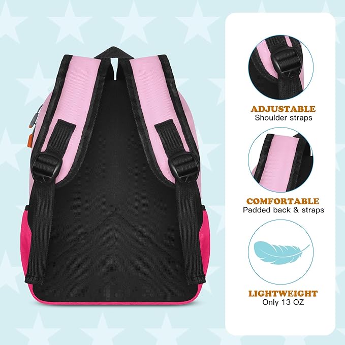 AZKAQA Little Kids Backpack for Girls Boys - Toddler Preschool Backpack School Bag Cute Kindergarten Backpack for Aged 3-6, Pink Rose