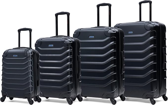 InUSA ENDURANCE Luggage with Spinner Wheels | Durable Lightweight Hardshell Suitcase, Travel Sets with Handle and Trolley | (20in, 24in, 28in, 32in) 4 Pieces Luggage Set | Black