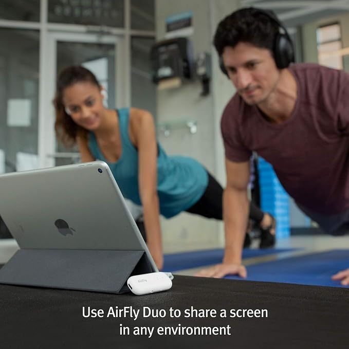Twelve South AirFly Duo Bluetooth 5.0 Transmitter for TV/Airplane to 2 Wireless Headphones – Wireless Adapter for AirPods, Airplane, Car, Gym, Home, Use with Any 3.5 mm Audio Jack