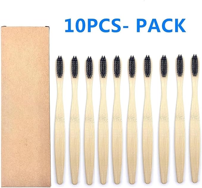 Manual Toothbrush 10PCS Colorful Toothbrush Set Soft Bristle Teeth Whitening Toothbrushes Soft Care Toothbrush(10PC Bamboo Charcoal)