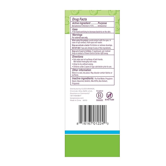 Boogie Antibacterial Hand Wipes - 30 Count - Hypoallergenic & Alcohol-Free - Individually Wrapped - Travel and Diaper Bag Essential