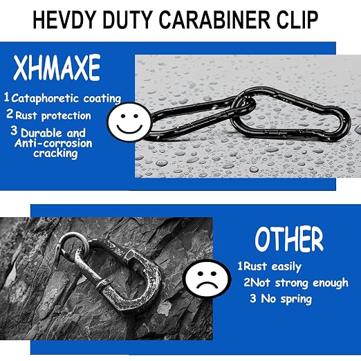 40PCS M5 Heavy Duty Carabiner Clip, 2Inch Snap Hook Quick Link Small Carabiner Clips,Spring Link Buckle for Fishing Camping Hammock Dog Leashes-220LBS Holding Capacity (Black)