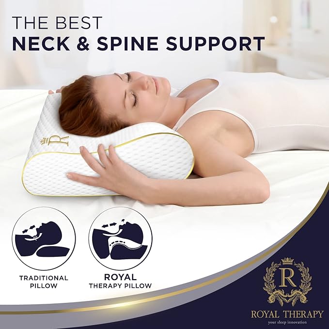 Royal Therapy 9-Pack Queen Memory Foam Pillow, Cervical, Queen Contour, Orthopedic Pillow for Neck Support, Neck Pain, Side Sleepers, CertiPUR-US