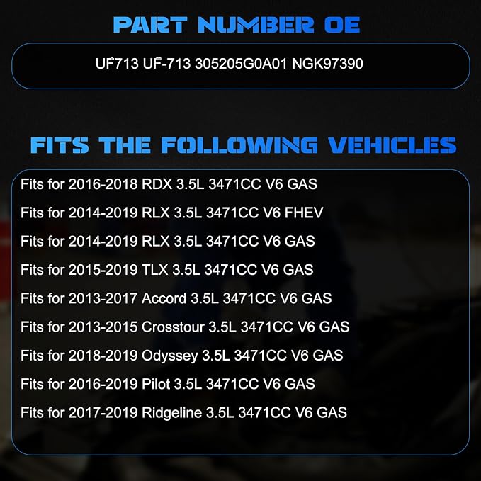 6PCS UF713 Ignition Coils Pack + 6PCS 97390 Iridium Spark Plugs Fits for 16-18 RDX, 14-19 RLX, 15-19 TLX, 13-17 Accord, 13-15 Crosstour, 16-19 Pilot, 17-19 Ridgeline 3.5L Full Set