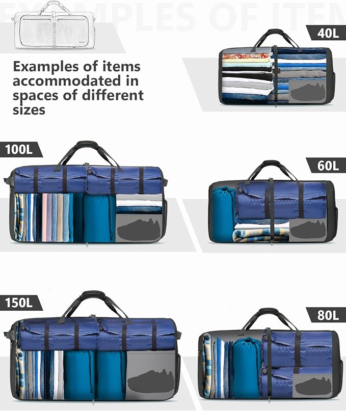 Gonex Large Foldable Travel Duffle Bag with Shoes Compartment, Packable Lightweight Water Repellent Duffel Bag for Camping Gym Weekender Bag