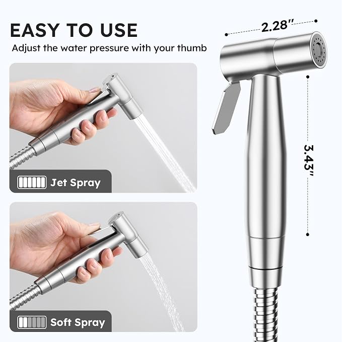 Arofa Handheld Bidet Sprayer for Toilet - 3 Pack Bidets Faucet for Existing Toilets Cloth Diaper Jet Sprayer, Stainless Steel Muslim Shower with Bidet Hose for Feminine Wash