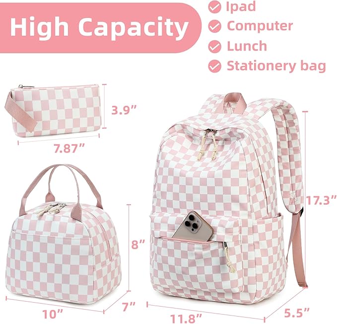 LEDAOU Backpack for Girls School Bag Kids Bookbag Teen Backpack Set Daypack with Lunch Bag and Pencil Case | Kids, Bookbag, Daypack, with Lunch Bag, and Pencil Case