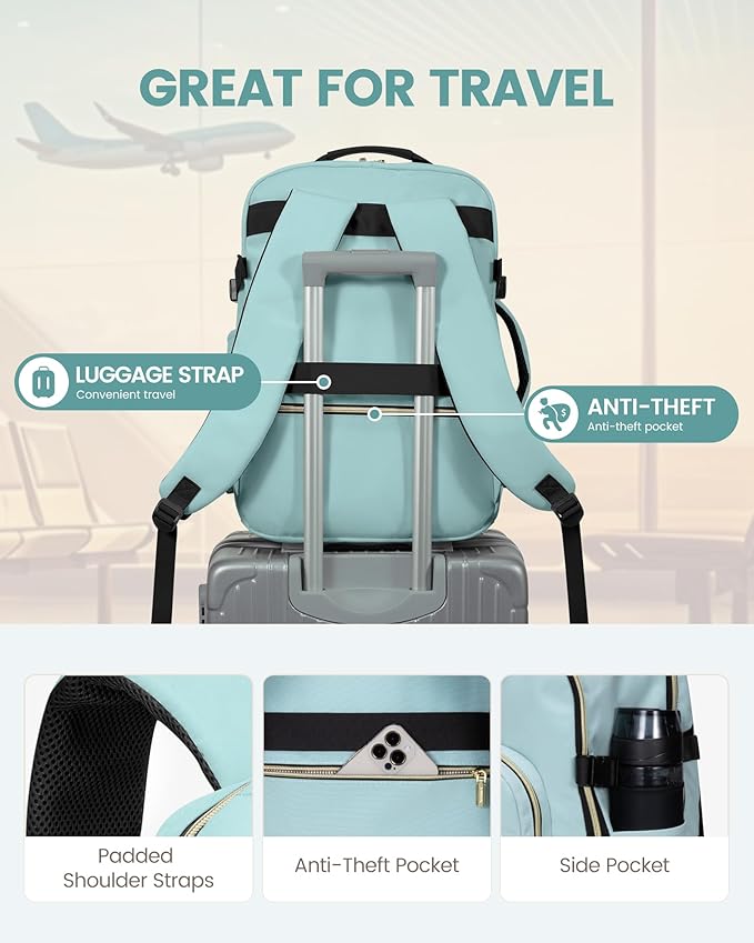 LOVEVOOK 40L Travel Backpack Flight Approved Carry on Backpack,3 Packing Cubes,Waterproof Personal Item Travel Bag,TSA Carry on Luggage Suitcase Travel Essentials,Gifts for Women & Men,fits 17" Laptop