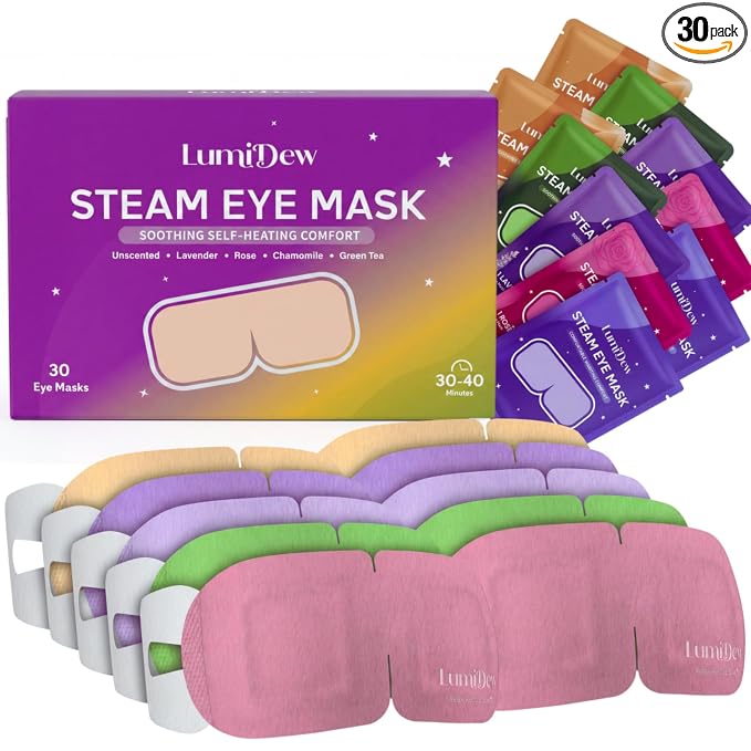 Steam Eye Mask, Self Heating Heated Eye Mask for Sleep, Warm Compress for Eyes, Moist Heat for Dry Eye Relief, Stye Eye Treatment, Spa, Travel Essentials, Variety 30 Pack