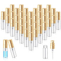 Zhehao 1 Pcs Mini Spray Bottles Clear Glass Perfume Bottles Refillable Fine Mist Perfume Atomizer Portable Empty Sample Containers for Cleaning, Essential Oils, Travel (Gold Cap,3 ml)
