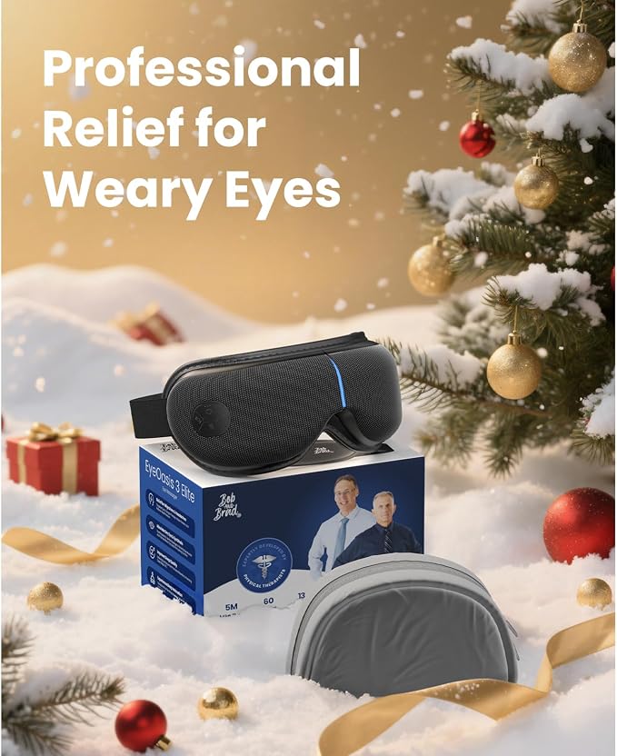 BOB AND BRAD Eye Massager with Heat and Cooling, FSA Eligible HSA Birthday Gifts for Women Men, EyeOasis 3 Elite Eye Massager for Migraine, Heated Eye Mask for Dry Eye Head Tension and Stress Relief