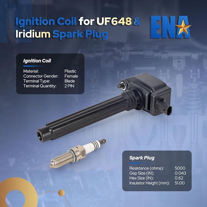 ENA Set of 6 Ignition Coils & Iridium Spark Plugs for UF648 Compatible with Chrysler Dodge Charger Jeep Grand Cherokee Wrangler 200 300 Challenger Journey 3.2L 3.6L V6 Replace for 93175 C894 C1791