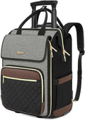 Rolling Backpack for Women, Travel Rolling Laptop Backpack with Wheels, Vertical & Horizontal Storage 2 In 1, Flip-Top Design, Water-Resistant Overnight College Underseat Carry on Luggage, Dark Gray