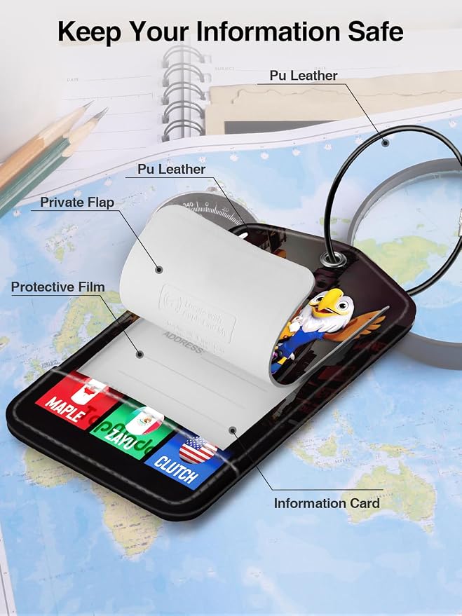 TopMade Smart Luggage Tag with Find My, Premium Leather Luggage Tags for Suitcase, Travel Bags, Backpacks, Anti-Lost Suitcase Tag Tracker for Travel with Privacy Name Card, Rechargeable