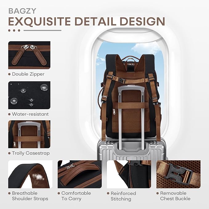 43x33x15cm Personal Item Bag Expandable 30L Travel Backpack 17x13x6 Inches Underseat Bag for Airlines Lightweight Carry on Luggage Water Resistant Flight Approved for College, Weekender Black