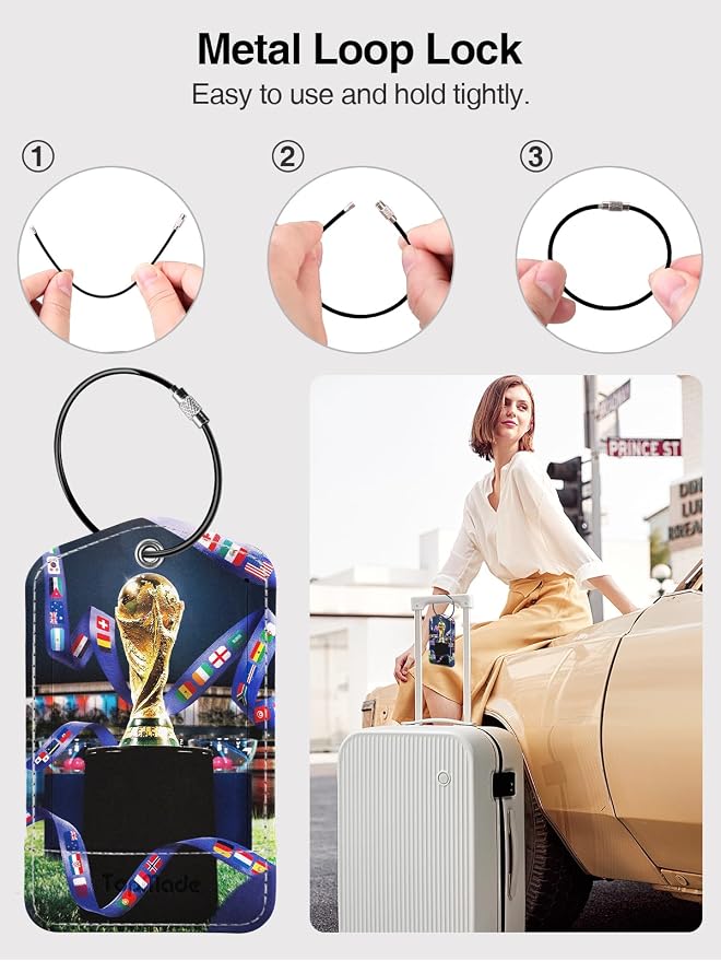 TopMade Smart Luggage Tag with Find My, Premium Leather Luggage Tags for Suitcase, Travel Bags, Backpacks, Anti-Lost Suitcase Tag Tracker for Travel with Privacy Name Card, Rechargeable