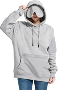 Travel Hoodie with Built-In Eye Mask for Airplane Travel Breathable Comfort Pullover Sweatshirt Multiple Pockets