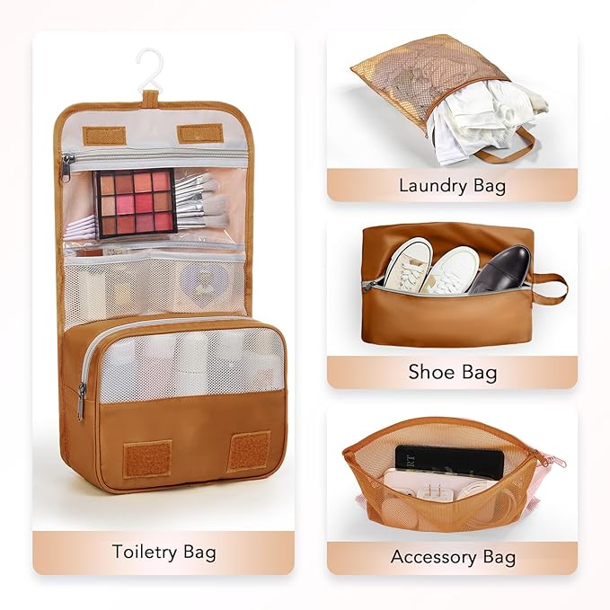 10 Set Compression Packing Cubes for Travel Essentials,Compressible Expandable Packing Cubes for Suitcase,OlarHike Luggage Garment Bags for Travel,Handy Helper for Organizing Clothes(Brown)