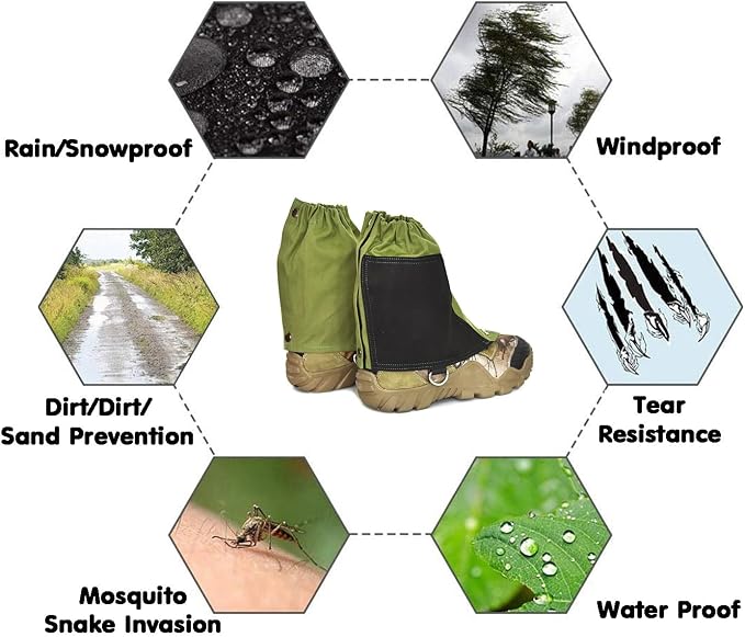 Leg Gaiters,Adjustable Legging Snake Bite Protection,Snow Gaiters Walking Climbing Gaiters Outdoor Activity Leg Cover Protect for Adult Men Women