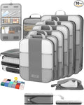 10 Set Compression Packing Cubes for Travel Essentials,Compressible Expandable Packing Cubes for Suitcase,OlarHike Luggage Garment Bags for Travel,Handy Helper for Organizing Clothes(Gray)