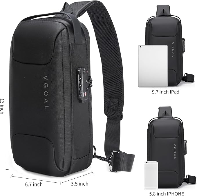 Kingsons Anti Theft Crossbody Bag Sling Bag for Men Anti Theft Sling Backpack Mini Backpack Daypack Crossbody for Travel Sport Running Hiking