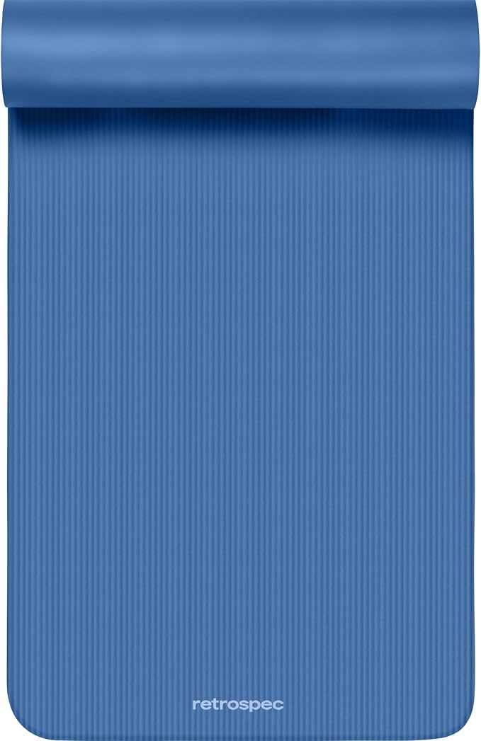 Retrospec Solana Yoga Mat 1" Thick w/Nylon Strap for Men & Women - Non Slip Exercise Mat for Home Yoga, Pilates, Stretching, Floor & Fitness Workouts
