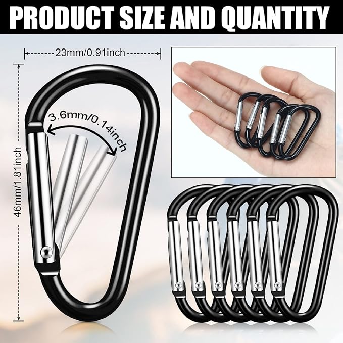 Shimeyao 180 Pcs Small Aluminum Clip Keychain Buckle Clip Bulk Mini Aluminum Ring Shape Small Lock Spring Snap Hook