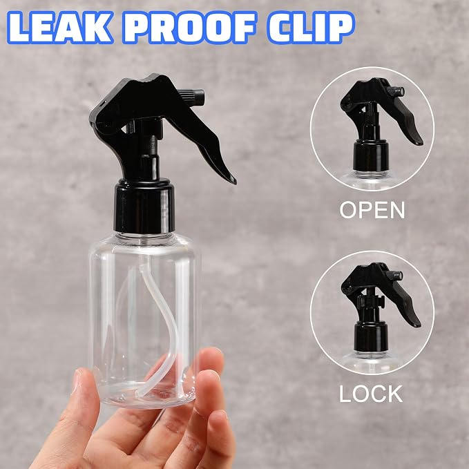 Domensi 30 Pcs 4 oz Empty Plastic Spray Bottle with Black Trigger Sprayers Clear Small Sprays Bottles Adjustable Head Refillable Liquid Containers for Hair Plant Water Home Cleaning Essential Oils