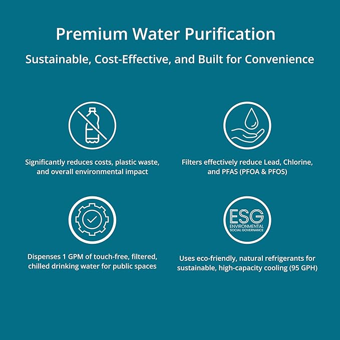 AquaTru Pro Wall Mounted Bottle Filling Station – Refrigerated & Filtered Water Dispenser - Touch-Free Sensor, 9.5 GPH Cooling Capacity, Filter Monitor – Ideal for Schools, Offices & Gyms