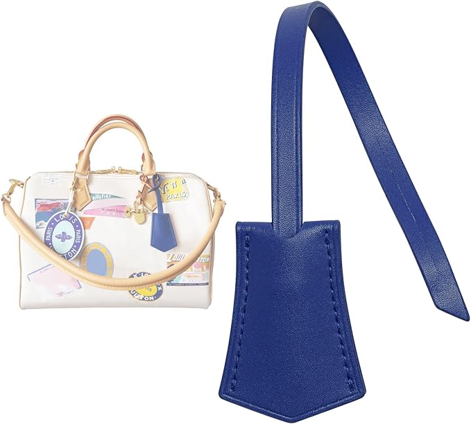 jiesinlov Microfibre Leather Tags for Speedy 25 30 35 Handbag,Luggage or Suitcase Tag (Blue Tag)