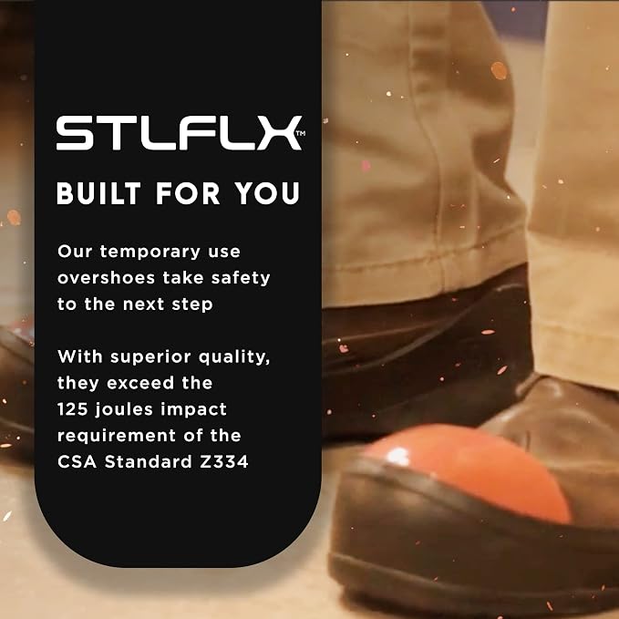 STLFLX - ToeGUARDZ™ Steel Toe Overshoes, Temporary Use Steel Toe Covers Alternative, CSA Z334 Approved Safety Overshoes with Steel Toe Cap & Thermoplastic Rubber, Ambidextrous, Slip Resisting, XS