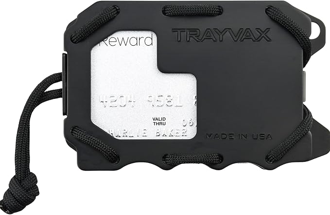 Trayvax Original 2.0 Wallet, RFID Front Pocket Tactical Metal Credit Card Holder with Money Clip, Slim Minimalist Wallet for Men and Women, Black