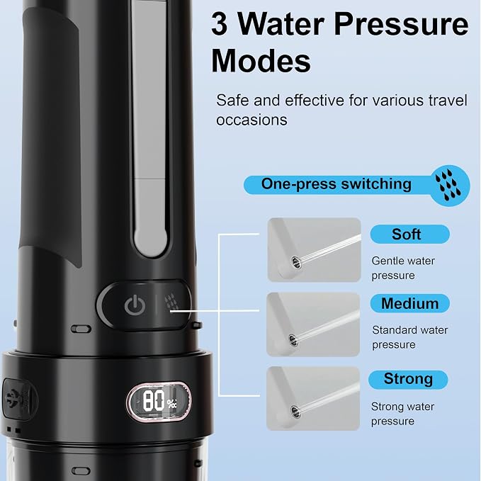 Electric Portable Bidet for Business & Camping, Whisper-Quiet Handheld Sprayer with 3 Pressure Modes, 1600mAh USB-C Rechargeable, IPX7 Waterproof (Black)