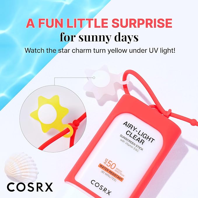 COSRX Vitamin E Sunscreen & Airy Light Clear Sunscreen Stick with Free Keyring, Amazon Exclusive, Korean Sunscreen, Beach Essentials, Travel Essentials, Korean Skincare Set Mothers Day Gifts for Woman