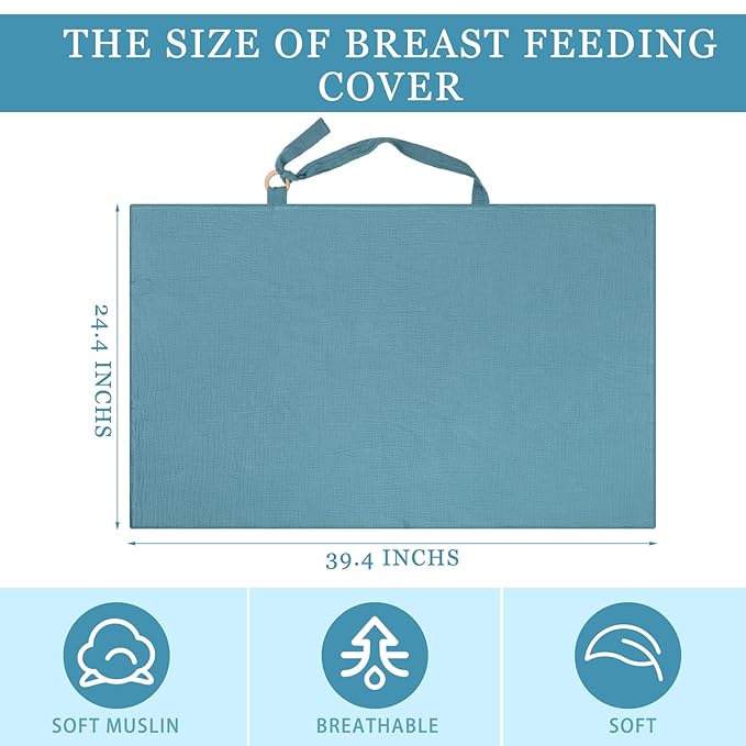 Treela 3 Pcs Muslin Cotton Breathable Nursing Cover Multi Use Car Seat Stroller Breastfeeding Cover for Breastfeeding Baby Shower Gifts Essentials(Rustic Color)
