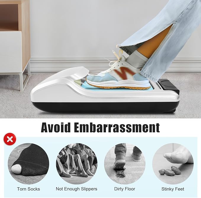 Automatic Shoe Cover Dispenser Machine With 3 Roll Shoes Membrane, Heels Covers Dispenser Machine For Home Use, Non-Slip Waterproof Shoes Cover For Indoors, Offices, Factories