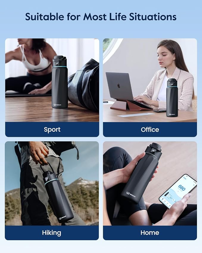BOOST Smart Water Bottle with Reminder & Tracker, Double Wall Vacuum Insulated Bottles Stainless Steel, 32oz BPA-Free Wide Mouth for School, Gym, Office, Ideal for Father's Day