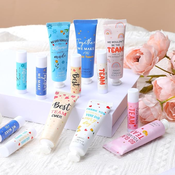 36set/144pcs Best Team Ever Gifts Team Appreciation Thank You Gifts for Coworkers Women Employee Appreciation Gift Party Favors Basket Stuffers Items Travel Hand Lotion and Lip Balm Set