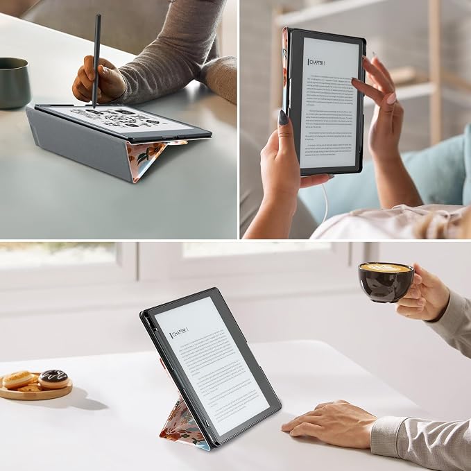 CoBak Stand Case for Kindle Scribe - Premium Folio Leather Cover with Pen Holder, Auto Sleep/Wake - Compatible with 10.2 Inch Kindle Scribe (2022/2024 Release)