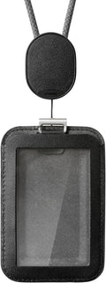 Orbitkey ID Card Holder Pro | Made with LWG-Certified Top Grain Leather and Durable Dyneema Cord | Holds 1 Access Card & 2 RFID Cards | Interchangeable Orientation | (with Lanyard, Black)