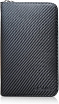 Polare Full Grain Leather Passport Holder Cover Case for Men RFID Blocking Travel Wallet Holds 4 Passports (Carbon Black)